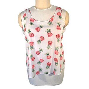 TIME AND TRU SLEEVELESS TANK TOP WOMEN SIZE XXL (20) PINK PINEAPPLE